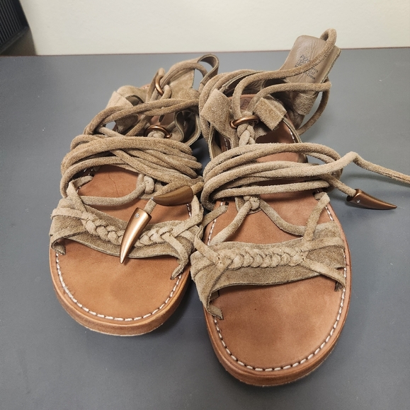 ASH Peace Tall Gladiator flat sandals Tuape Brown Sz 40 - Picture 3 of 15